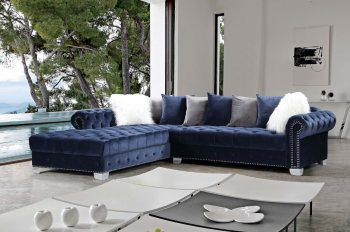 LCL-003 Sectional Sofa in Navy Blue Velvet [BDSS-LCL-003 Navy]