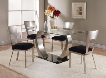 Camille 10090 5Pc Dining Set in Silver & Black by Acme w/Options [AMDS-10090-Camille]