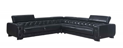 Hilton Sectional Sofa in Black Premium Leather by J&M