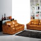 Cognac Full Top Grain Italian Leather Modern Sofa w/Options