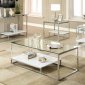 Vendi 3Pc Coffee & End Table Set CM4231WH in Chrome & White