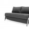 Lavish Black Fabric Modern Sofa Bed w/Chromed Steel Legs