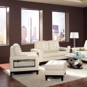 504421 Paige Sofa in Cream Bonded Leather by Coaster w/Options