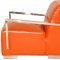 Orange Bi-Cast Leather Modern Lounge Chair w/Metal Arms & Legs