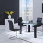 D646DT Dining Set 5Pc in Black by Global w/D490DC Chairs