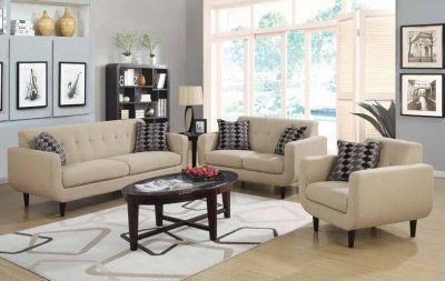 Stansall Sofa 505204 in Ivory Fabric by Coaster w/Options