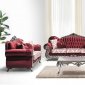 Rabia Sofa, Loveseat & Chair Set in Red Fabric