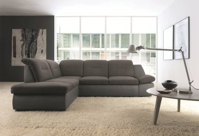 Credo Sectional Sofa in Brown Fabric by ESF w/ Bed & Storage