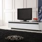 White Finish Modern Entertainment TV Center w/Black Top