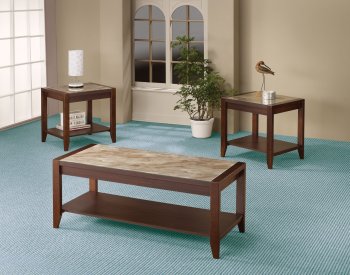 701563 3Pc Coffee Table Set by Coaster w/Marble-Like Glass Top [CRCT-701563]