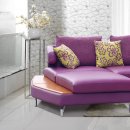 Purple Genuine Italian Leather Modern Sectional Sofa w/Shelves