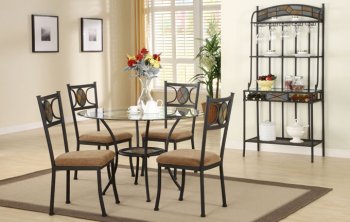 Round Contemporary Dinette Table w/Beveled Glass Top [PXDS-F2003]