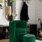 Selena Accent Chair & Ottoman 555 in Green Velvet by Meridian