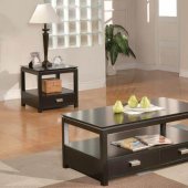 Black Finish Modern Coffee Table w/Drawers & Options