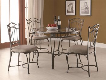 Faux Marble Top Classic 5Pc Round Bar Table & Stools Set [CRDS-120681]