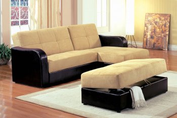 Two-Toned Tan & Brown Contemporary Sectional Convertible Sofa [CRSS-228-300168]