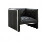 Black Full Leather Modern 3Pc Sofa Set w/Chrome Accent Lines