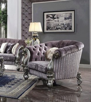 Versailles Chair 56827 in Velvet & Antique Platinum by Acme [AMAC-56827 Versailles]