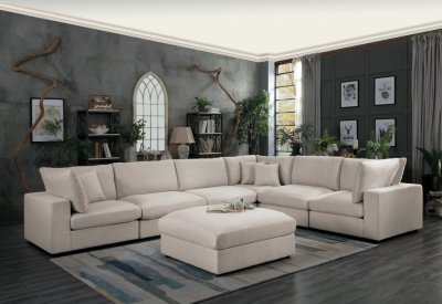 Casoria Sectional Sofa 9869 in Neutral Fabric by Homelegance