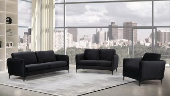 Poppy Sofa 690 in Black Velvet Fabric by Meridian w/Options [MRS-690 Poppy Black]