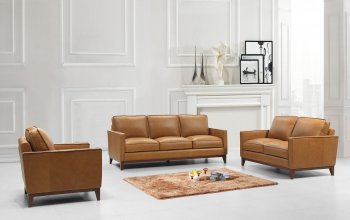 Harper Sofa in Saddle Leather by Beverly Hills w/Options [BHS-Harper Saddle]