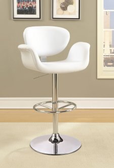 100614 Adjustable Bar Stool Set of 2 in White by Coaster