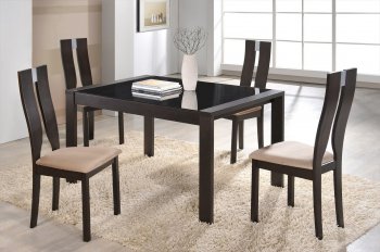 D6601DT Dining Set 5Pc in Dark Walnut w/2407DC Chairs by Global [GFDS-D6601DT-D2407DC]