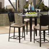 Black Metal & Glass Top Modern 5Pc Counter Height Dining Set