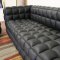 Black Leather Modern Sofa & Chair Set w/Wood Legs