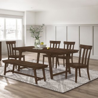 Reynolds Dining Set 5Pc 107591 in Brown Oak by Coaster w/Options