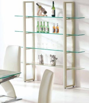 D107 Shelf Unit w/4 Glass Shelves & Beige Frame [EGWU-D107]