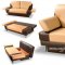 Two-Toned Beige & Brown Vinyl Leather Contemporary Sofa Bed