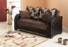 Brown Fabric & Vinyl Two-Tone Modern Convertible Loveseat Bed