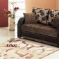 Brown Fabric & Vinyl Two-Tone Modern Convertible Loveseat Bed