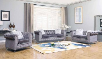 Sahara Sofa & Loveseat Set in Gray Fabric w/Options [ADS-Sahara-Gray]