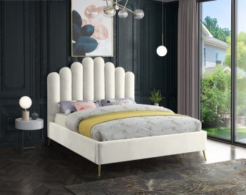 Lily Bed in Cream Velvet by Meridian w/Options [MRB-Lily Cream]