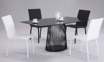 Black Glass Top & Metal Mesh Base Modern 5Pc Dining Set [CYDS-MADELINE-DT-SET]