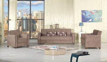 Nesta Sofa Bed Convertible in Brown Fabric by Casamode w/Options [CMSB-Nesta-Brown]