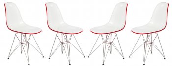 Cresco Set of 4 Dining Chairs CR19WR in White & Red - LeisureMod [LMDC-CR19WR-Cresco Wht/Red]