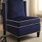 Ozella Accent Chair 59574 2Pc Set in Dark Blue Velvet by Acme