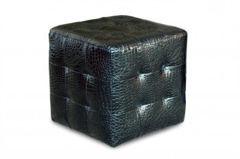 Black Crocodile Pattern Vinyl Modern Tufted Cube Accent Ottoman [DSO-Zen-Cube-Black]