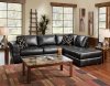 Valencia Black Leatherette Modern Sectional Sofa