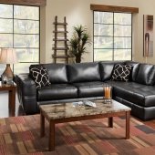 Valencia Black Leatherette Modern Sectional Sofa