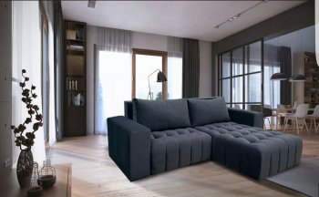 Neo Sectional Sofa in Black Fabric by ESF w/Bed & Storage [EFSS-Neo Black]