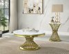 Fallon Coffee Table LV01957 in White & Gold by Acme w/Options