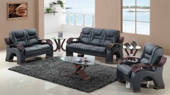 9026 Sofa in Black Faux Leather w/Options [EGS-9026]