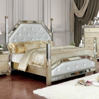 Loraine Bedroom CM7185 in Champagne w/Post Bed & w/Options