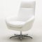 Orange, Brown or Off White Top Grain Leather Modern Swivel Chair