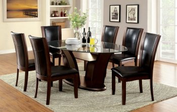 Manhattan Dining Room CM3710OT 7Pc Set in Dark Cherry & Brown [FADS-CM3710OT-Manhattan I Brown]