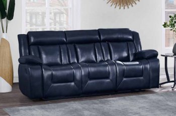 U8036 Motion Sofa in Blue Bonded Leather by Global [GFS-U8036-BLUE]